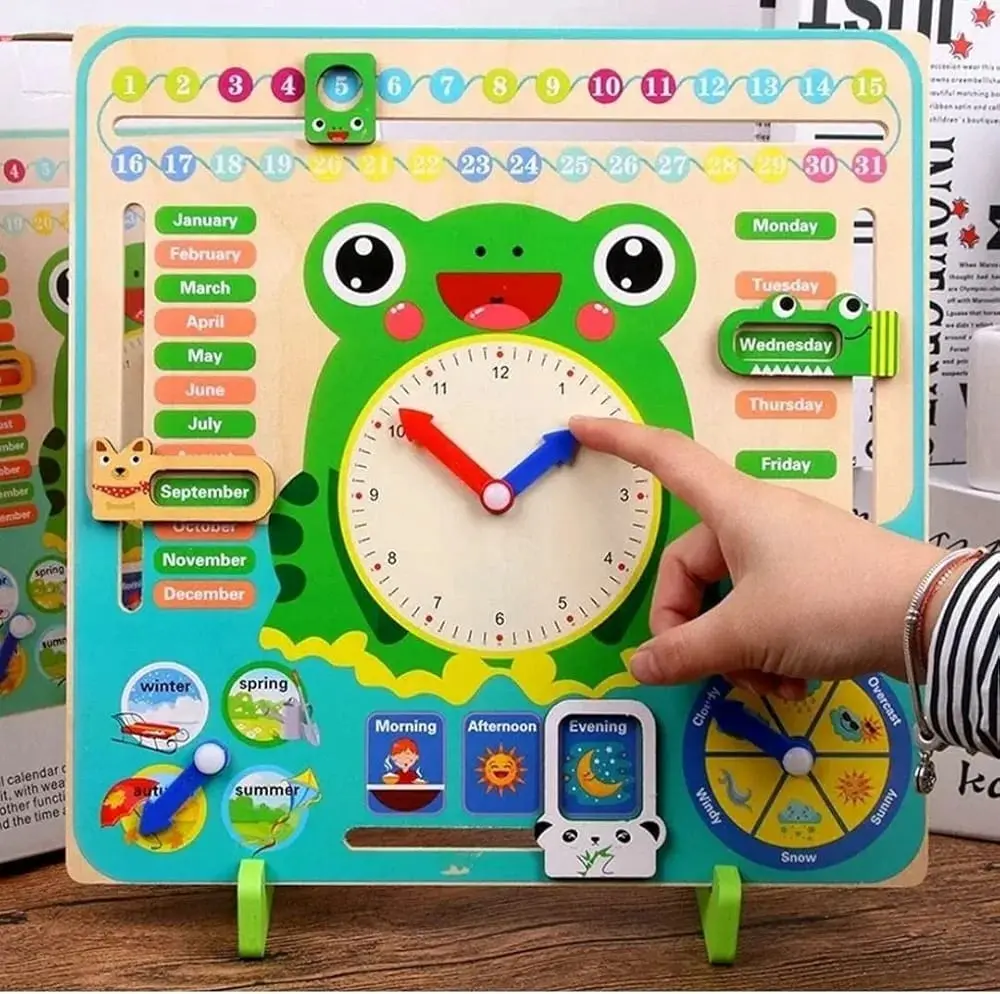 Multifunctional Wooden Calendar Clock