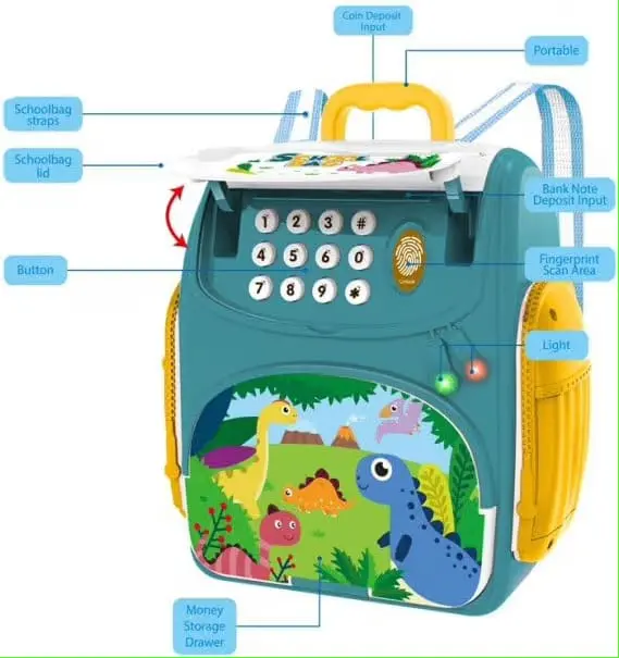 DINOSAUR THEAM ATM MONEY SAFE BAG PACK STYLE 