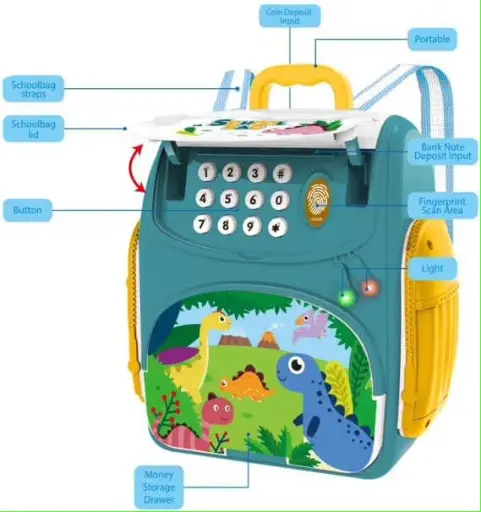 DINOSAUR THEAM ATM MONEY SAFE BAG PACK STYLE 