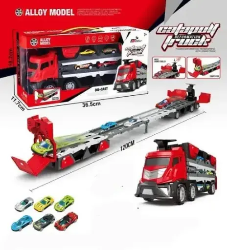 TRUCK WITH TRACK AND 6 ALLOY CARS